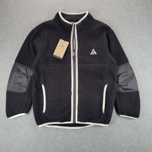 Nike ACG Sherpa Full-Zip Jacket DQ8734-010 Black Zipper Compass Big Kids Medium